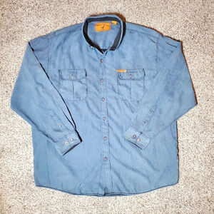North River Men's Shirt XL Blue Faux Suede Button Up Outdoor Long Sleeve
